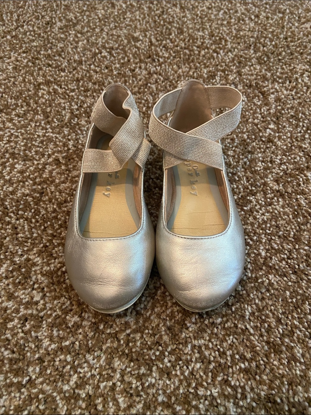 Copper Key Girls Metallic Gold Ballet Flats with Cross-Strap